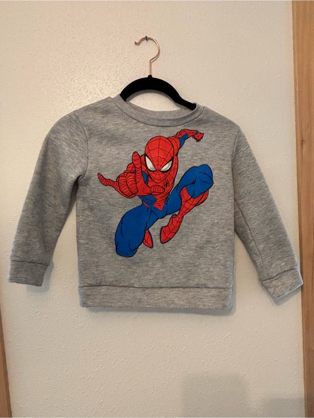 Marvel Gray Sweatshirt with Red & Blue Spider-Man Graphic